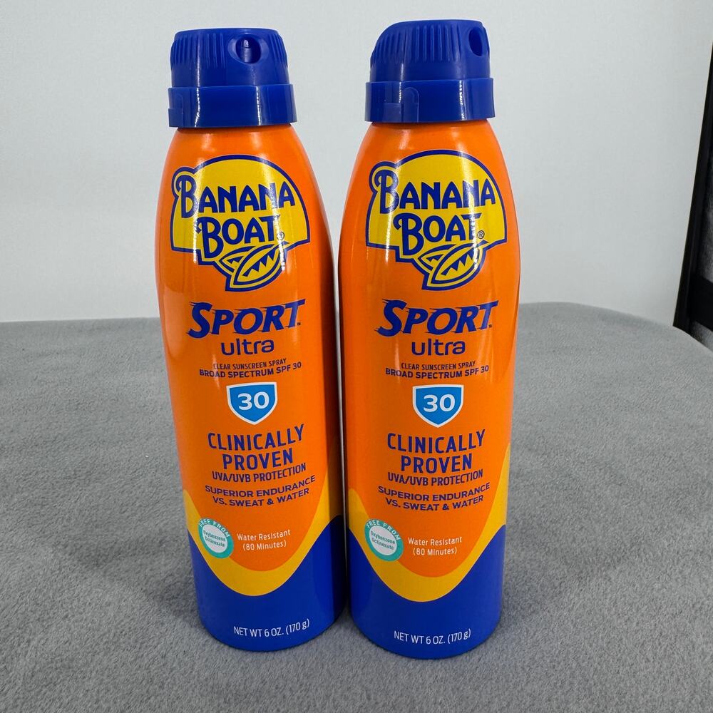 Banana Boat‎ Sport Ultra SPF 30 Sunscreen Spray 6oz Lot Of 2 New